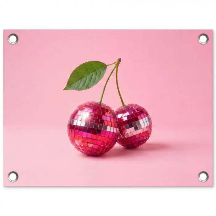 Disco - Kersen - Roze tuinposter los doek klein -3d