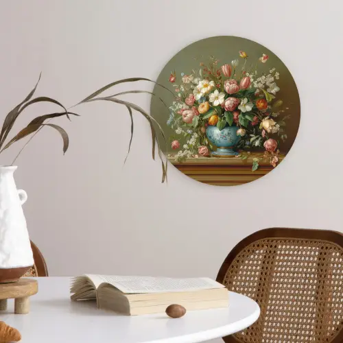 Vaas - Pastel - Kleuren - Bloemen Wandcirkel plexiglas klein -sfeer4