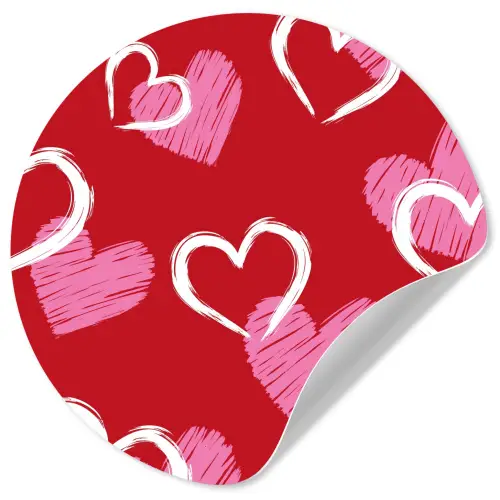 Patroon - Hartjes - Roze - Valentijn Wandcirkel behangsticker klein -3d
