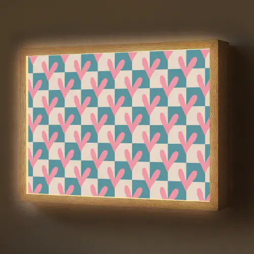 Vlakken - Hartjes - Patroon - Retro Light Box met batterij (Wandlamp) middel 907 -z3d_website