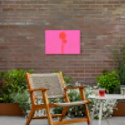 Palmbomen - Modern - Roze Tuinposter op houten frame 2 cm dik klein -sfeer3