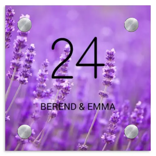 Lavendel - Klassiek Naambord Vierkant klein -3d