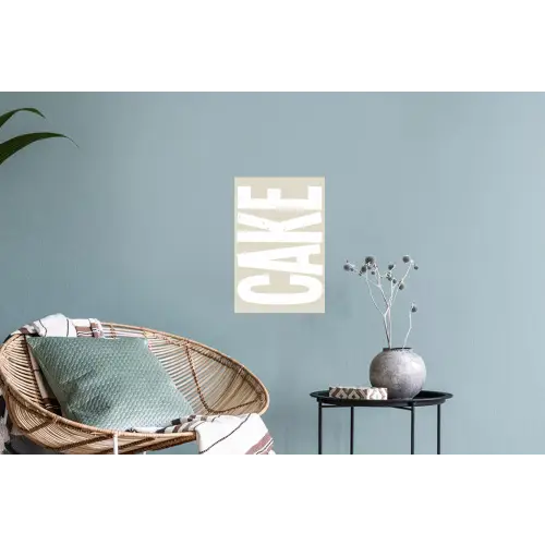 Cake - Woord - Japandi - Wit Muursticker klein -plant