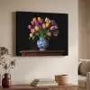 Tulpen - Kleuren - Hout - Vaas Textielframe - compleet frame klein -sfeer3