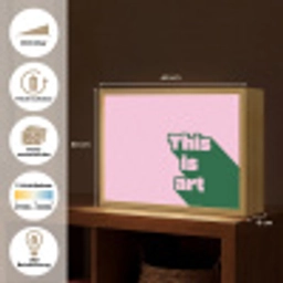 Groen - Teskt - This is art - Roze Light Box met batterij (Wandlamp) middel -USP_websiteoverzichtDE