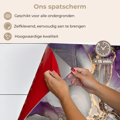 Goud - Paars - Marmer keuken achterwand spatscherm klein -spatscherm_NL