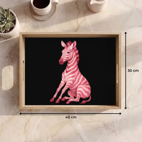 Zebra - Roze - Gestreept Dienblad Rechthoek middel -USP_Formaat