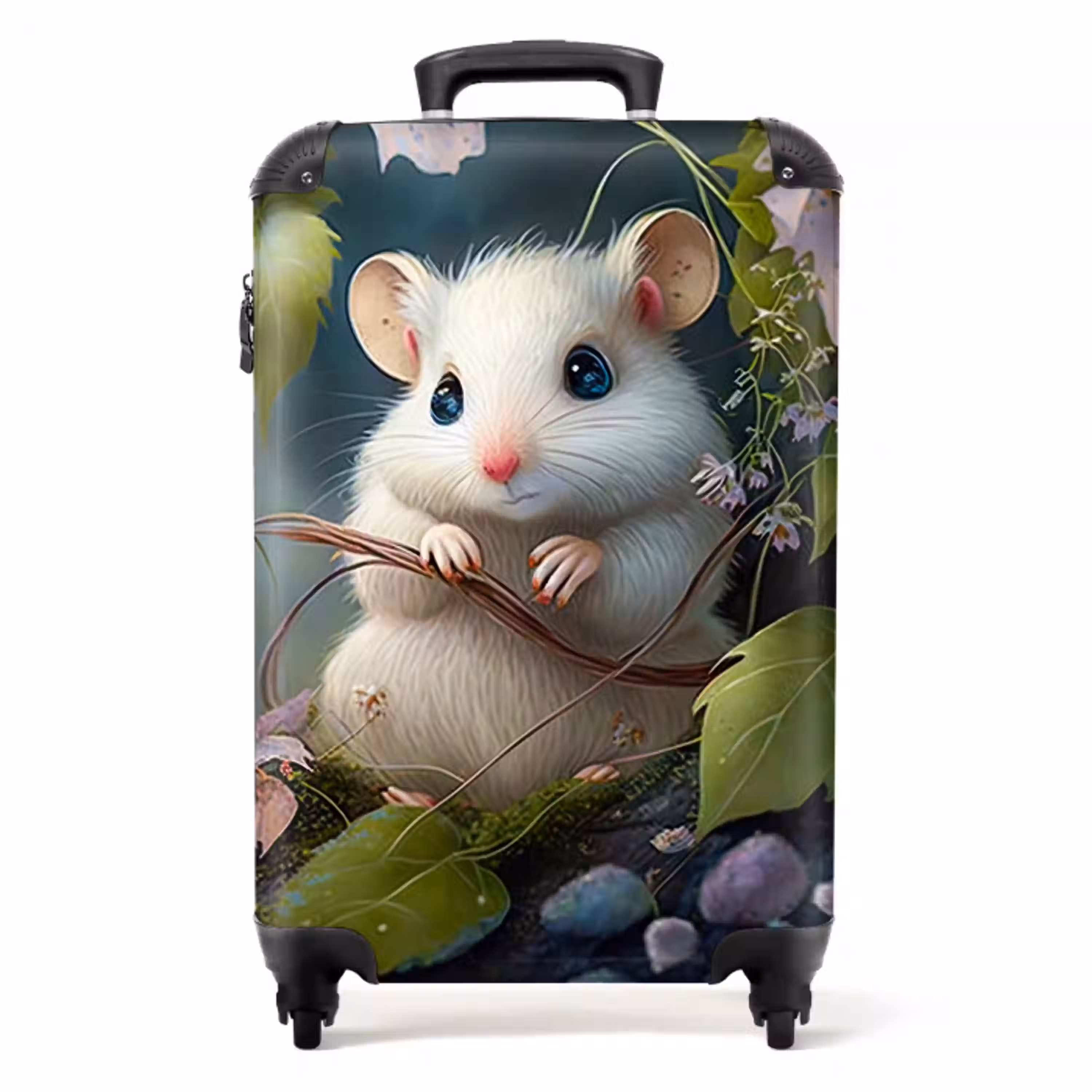 Muis - Bos - Bloemen - Illustratie - Bosdieren NBS - Handbagage koffer - Unisex middel -productfoto_recht