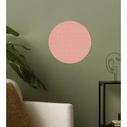 Plaid - Patroon - Visgraad - Roze Wandcirkel behangsticker klein 186 -sfeer2