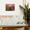 Tulpenveld - Zonsondergang - Kleurrijk tuinposter los doek klein -sfeer7