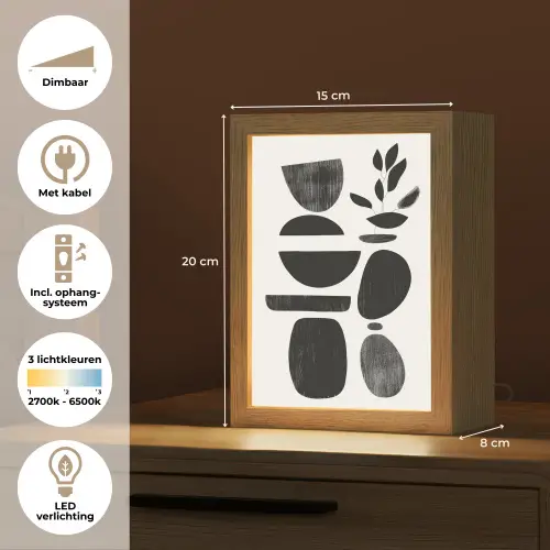 Japandi - Zwart - Abstract Light Box met kabel (Tafellamp) klein -USP_NL