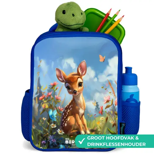 Bailey bloemenhertje Kinderrugzak - Blauw middel -inhoud_NL
