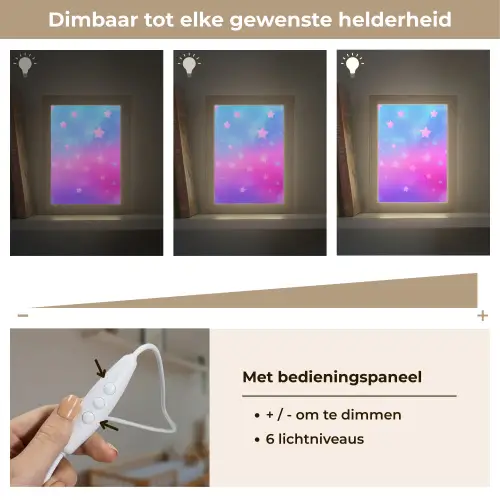 Sterren - Roze - Blauw Light Box met kabel klein -USP_dimbaarNL