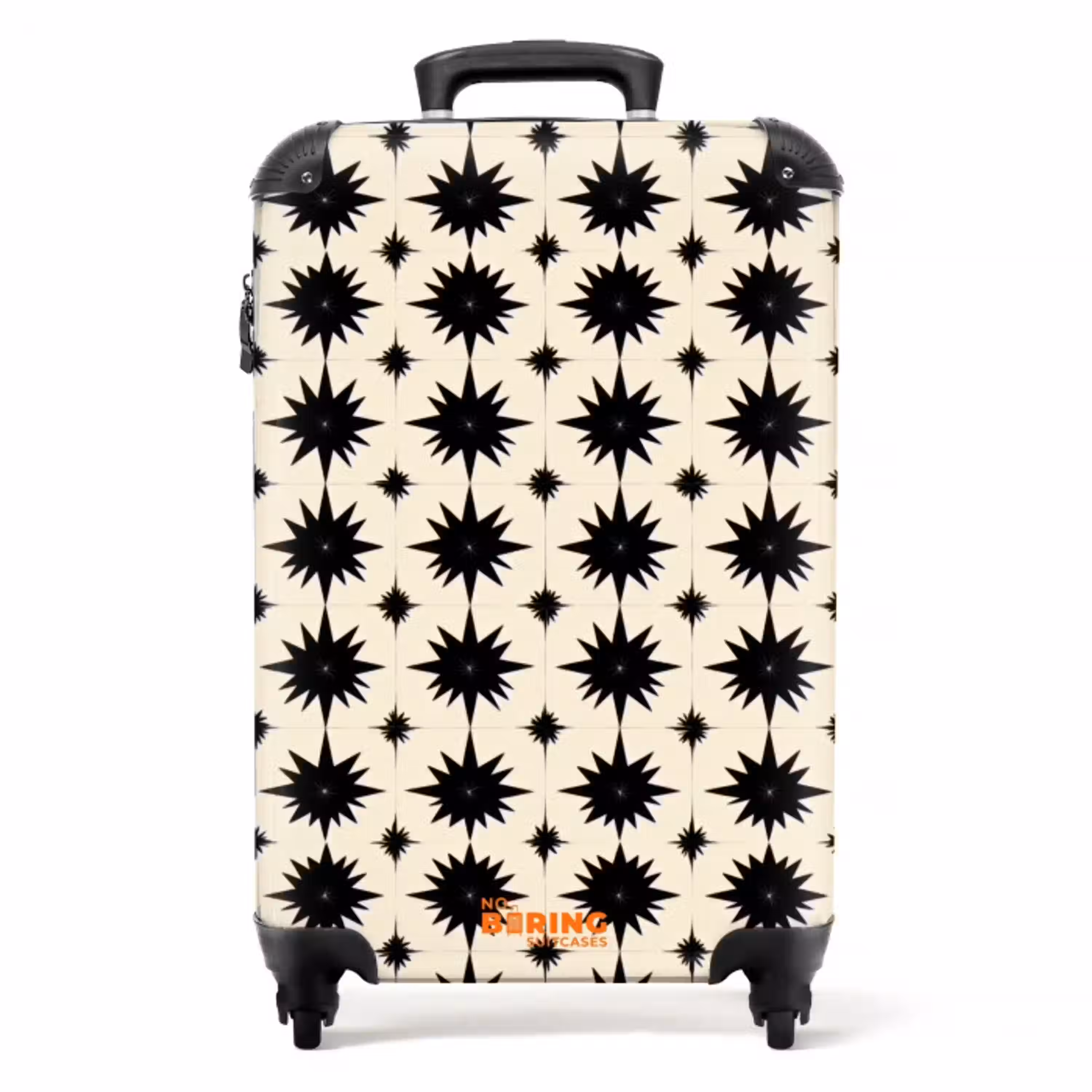 Stervormen - Geometrisch - Zwart NBS - Handbagage koffer - Volwassenen Unisex middel -productfoto_recht
