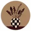 Minimalistisch - Vaas - Bloemen - Bruin Wandcirkel kunststof plaat 5mm dik klein -3d