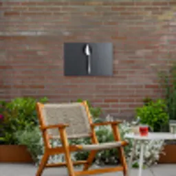 Zilver - Metaal - Lepel Tuinposter op houten frame 2 cm dik klein -sfeer3