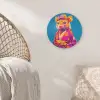 Muis - Kimono - Bloemen - Blauw Akoestische PET Vilt - Rond klein -sfeer4