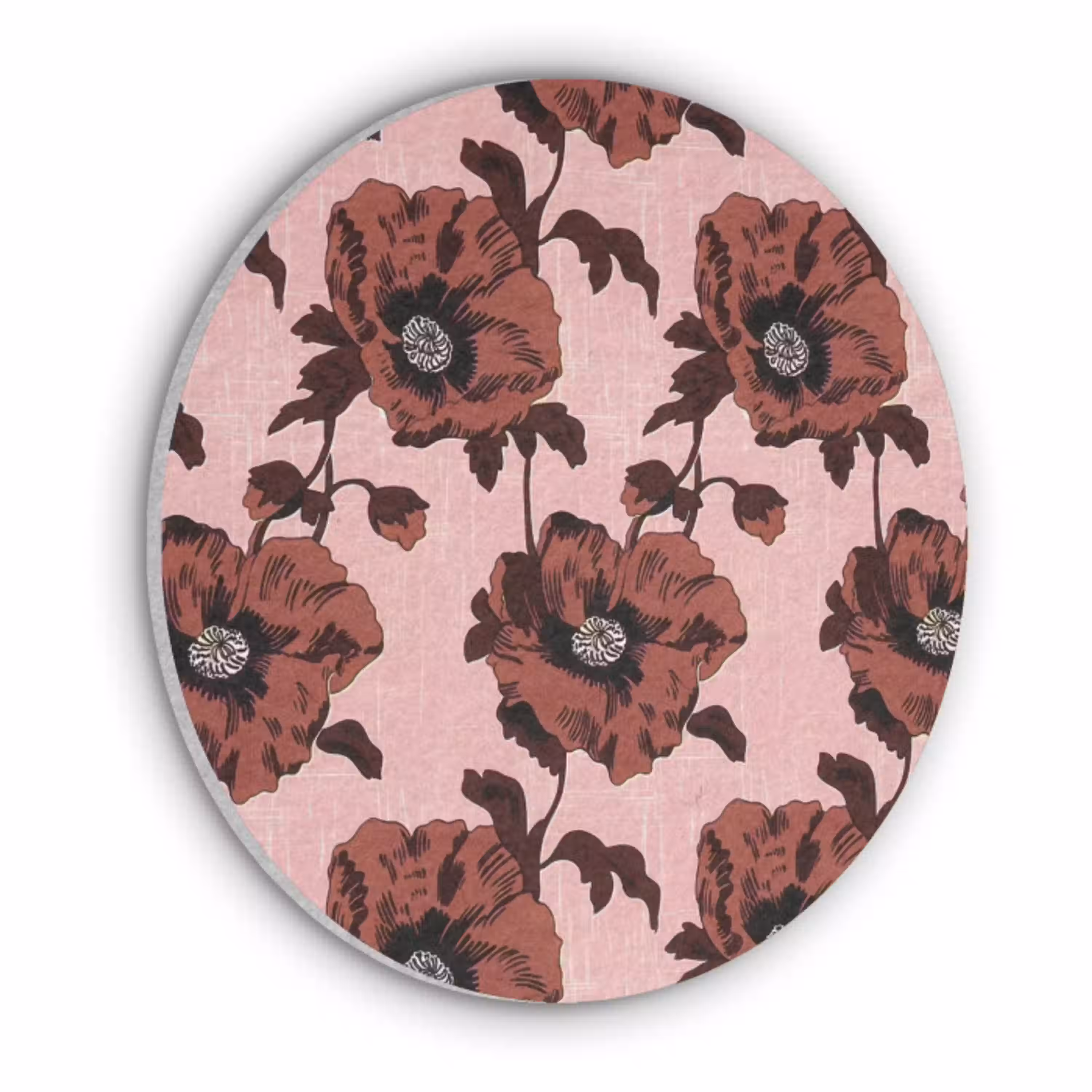 Bloemen - Retro - Rood Akoestische PET Vilt - Rond klein 838 -3d