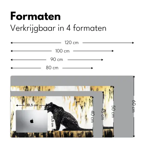 Panter - Zwart - Abstract - Goud Muismat XXL klein -sfeer5