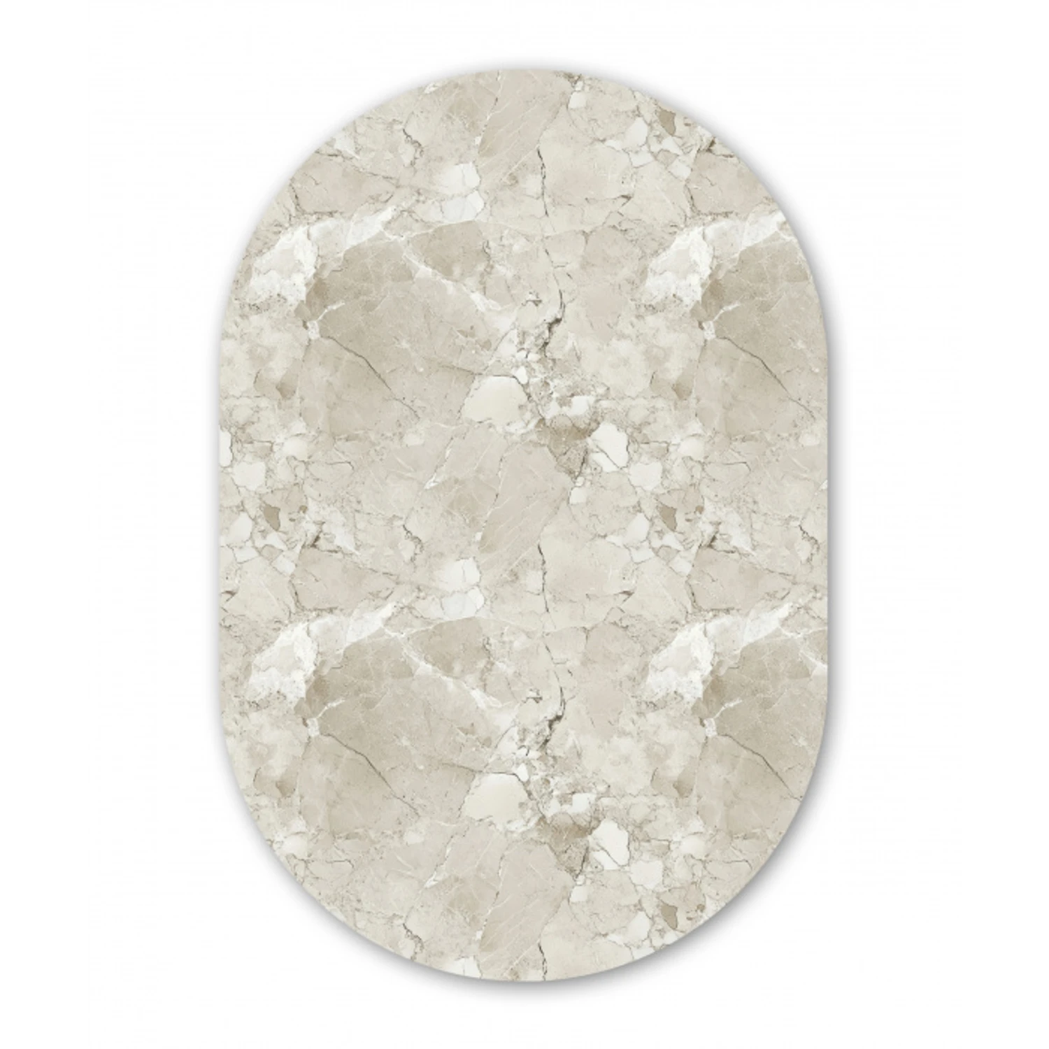 Marmer - Grijs - Aders Wandcirkel Ovaal Forex klein 630 -3d