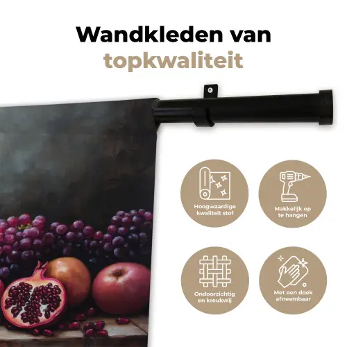 Wijn - Fruit - Stilleven Wandkleed katoen klein -sfeer2