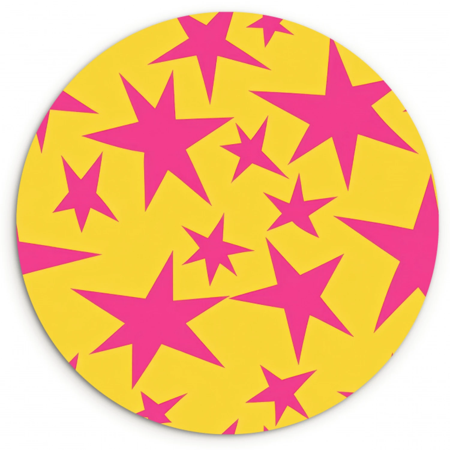 Sterren - Patroon - Roze - Geel Wandcirkel kunststof plaat 5mm dik klein 188 -3d