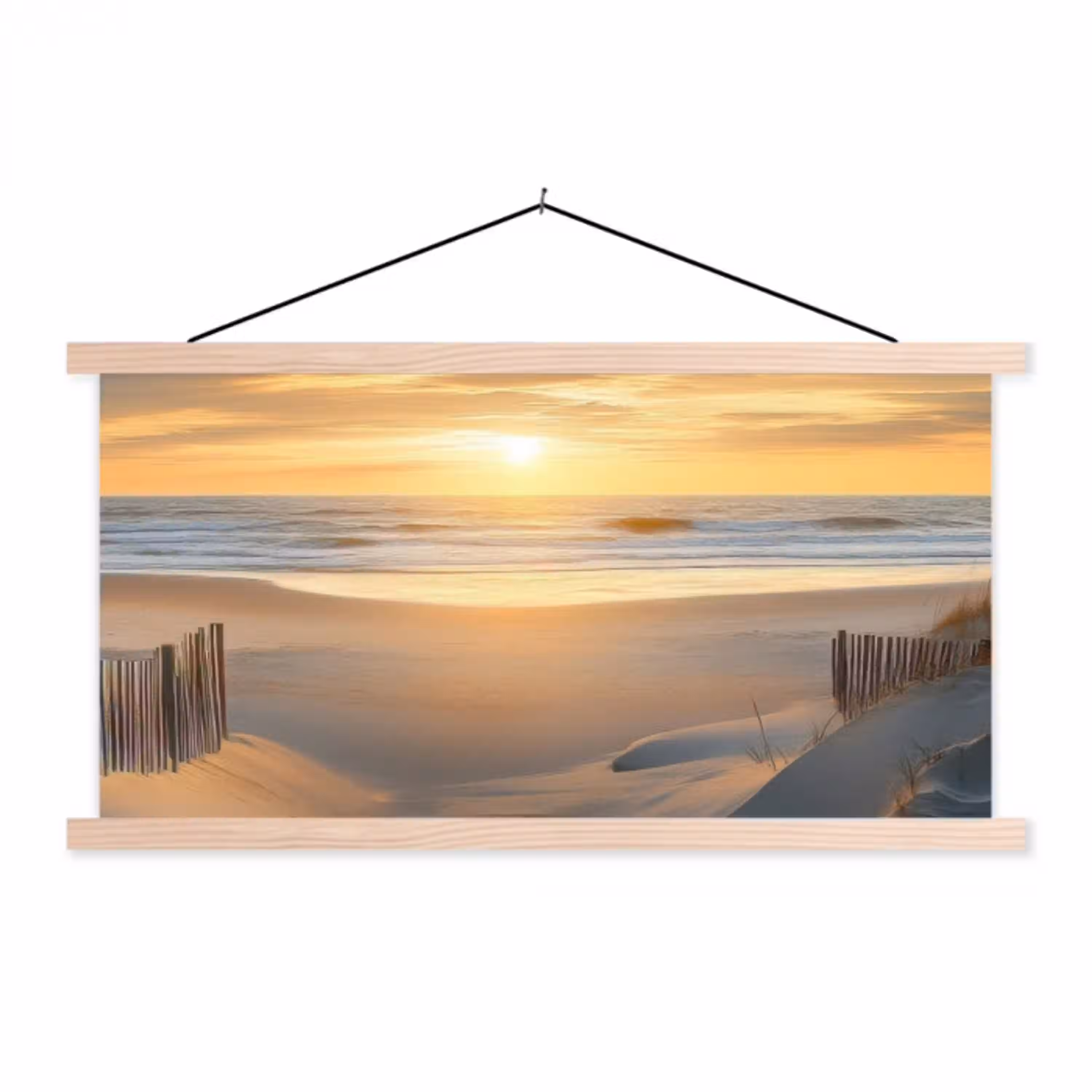 Strand - Duinen - Zonsondergang textielposter latten blank klein -3d