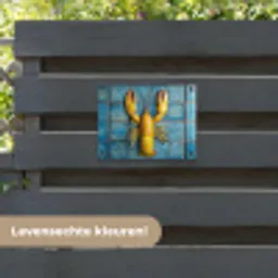 Kreeft - Geel - Blauw - Tegels tuinposter los doek klein -sfeer3