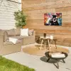 Aap met Koptelefoon Tuinposter op houten frame 2 cm dik klein -sfeer2