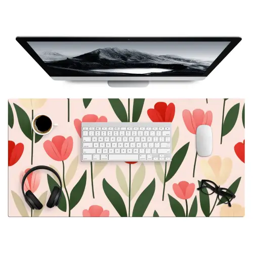 Tulpen - Modern - Roze Muismat XXL klein -3d