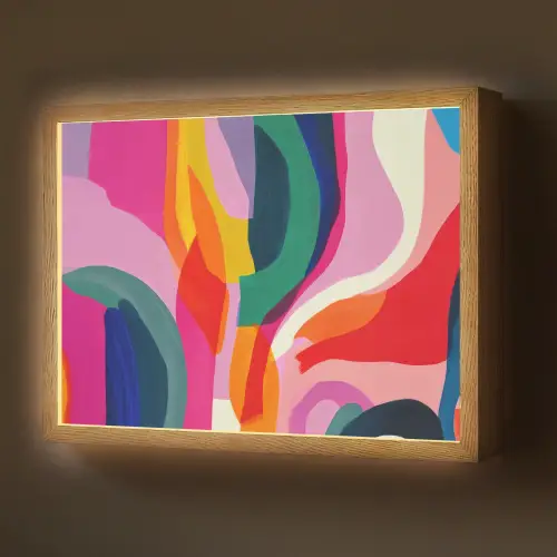 Vormen - Golvend - Abstract - Felroze Light Box met batterij (Wandlamp) middel -z3d_website