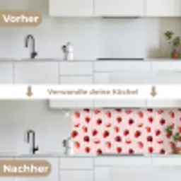 Strepen - Aardbei - Roze keuken achterwand 2 middel 871 -voor-na_DE