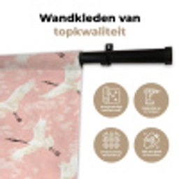 Kraanvogels - Bloesem - Roze Wandkleed katoen klein 269 -sfeer2