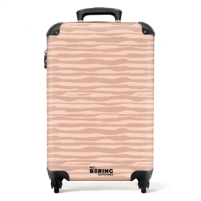 Horizontale strepen op beige achtergrond NBS - Handbagage koffer - Volwassenen Unisex middel -productfoto_recht