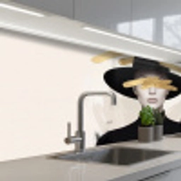 Vrouw - Portret - Modern - Goud - Kunst keuken achterwand 2 middel -3d_schuin