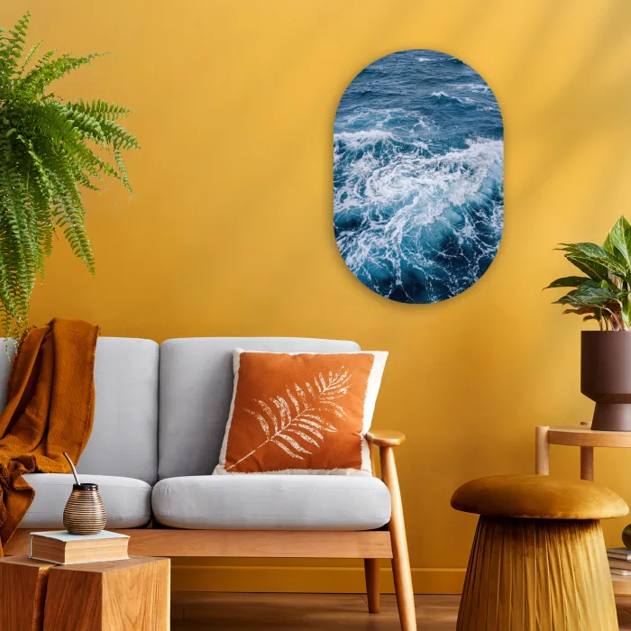Golven - Oceaan - Blauw Wandcirkel Ovaal Forex klein -sfeer4