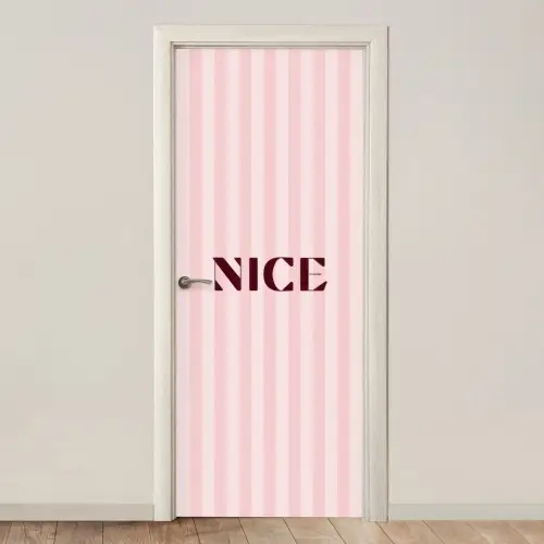 Nice - Strepen - Roze deurposter klein -3d_beige