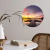 Steiger - Zonsondergang - Water - Zee - Reflectie Wandcirkel behangsticker klein -sfeer3