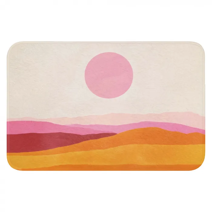 Heuvels - Oranje - Zon - Abstract Badmat klein -3d