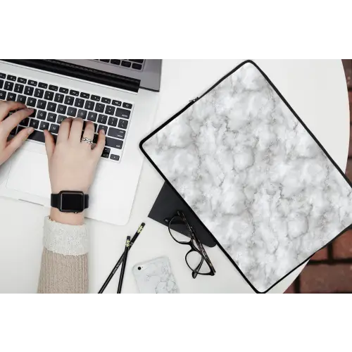 Grijs - Marmer - Klassiek - Aders laptophoes neopreen klein 279 -bureau