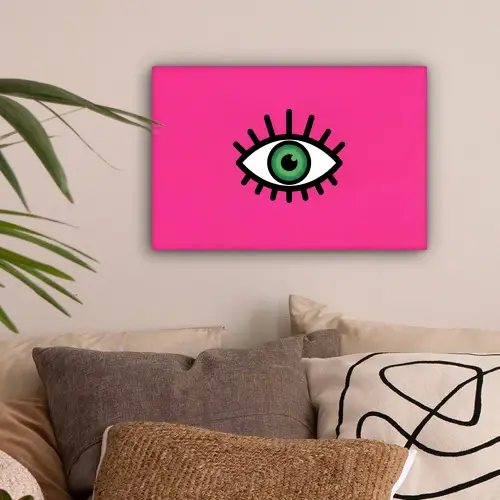 Minimalistisch - Oog - Roze canvas 2cm klein -sfeer1