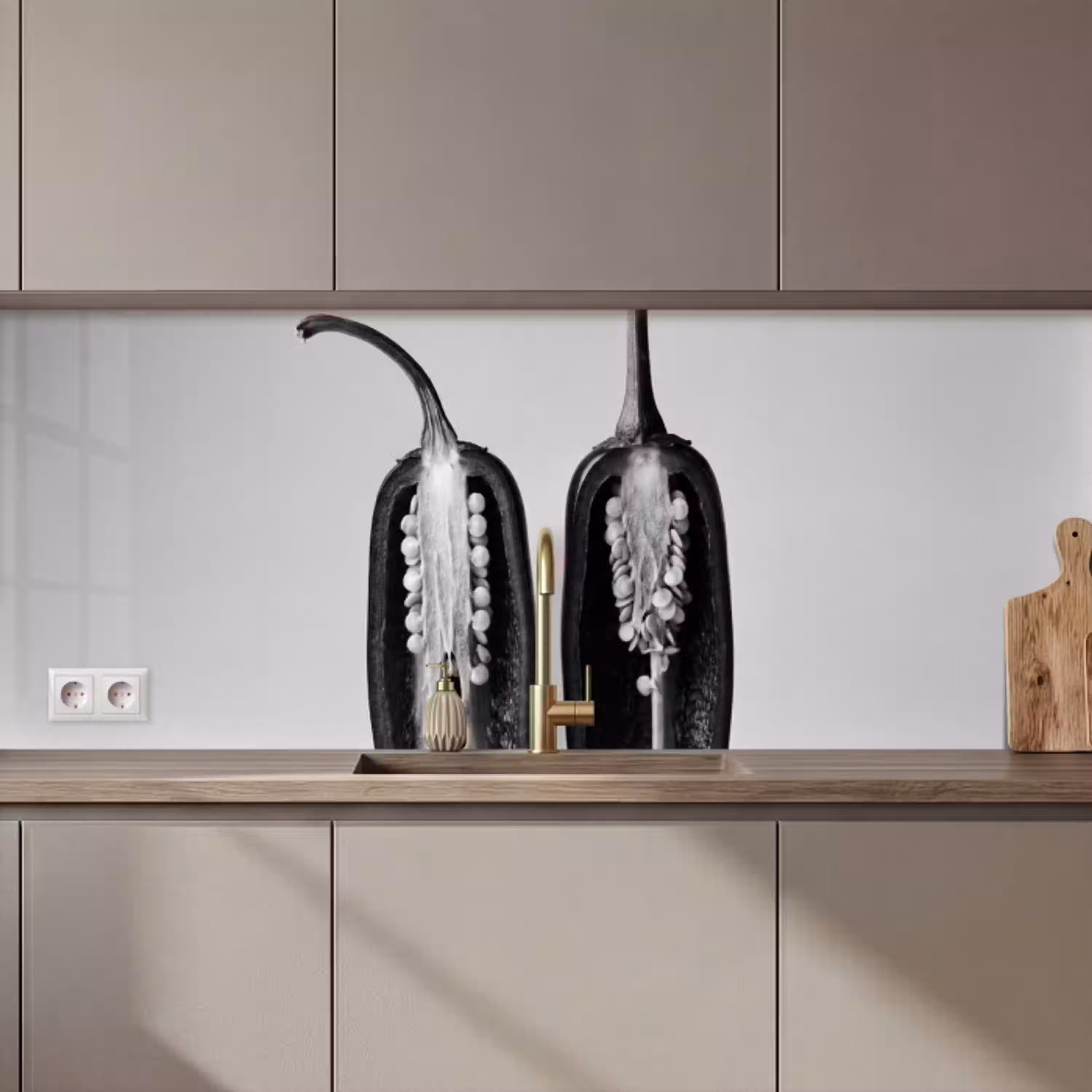 Pepers - Zwart - Wit - Zaadlijsten keuken achterwand 2 middel zz_3dshopping