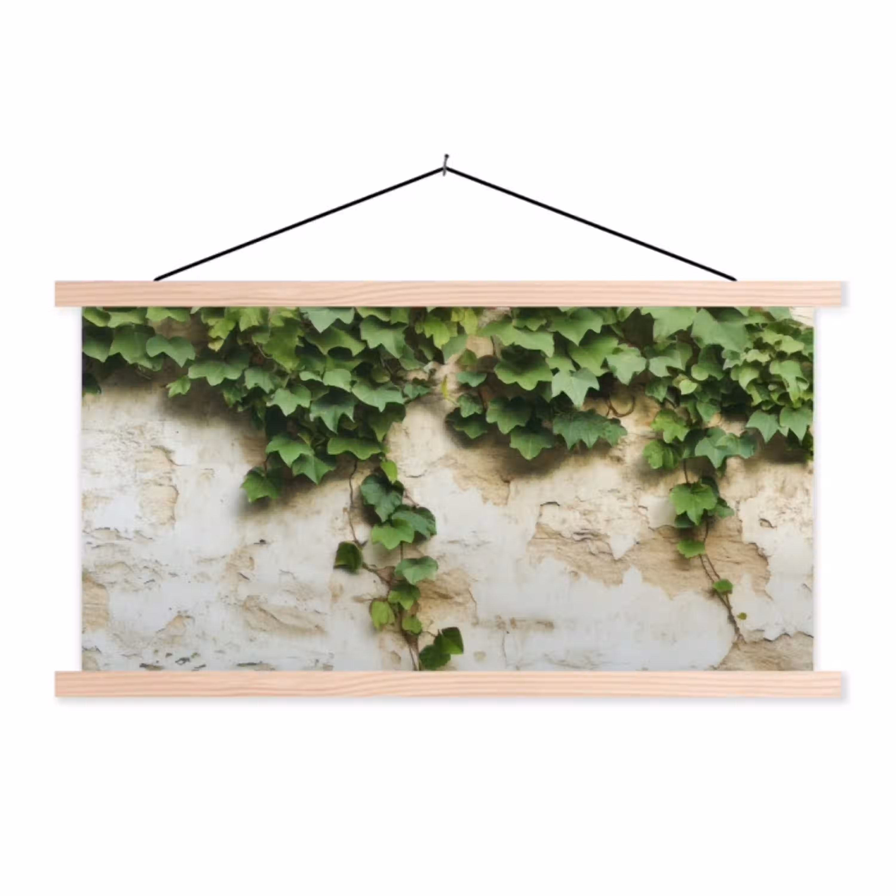 Klimop - Muur - Groen textielposter latten blank klein -3d