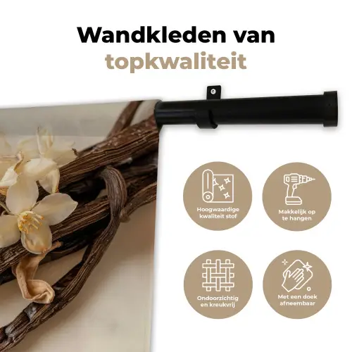 Vanille - Bloemen - Beige Wandkleed katoen klein -sfeer2
