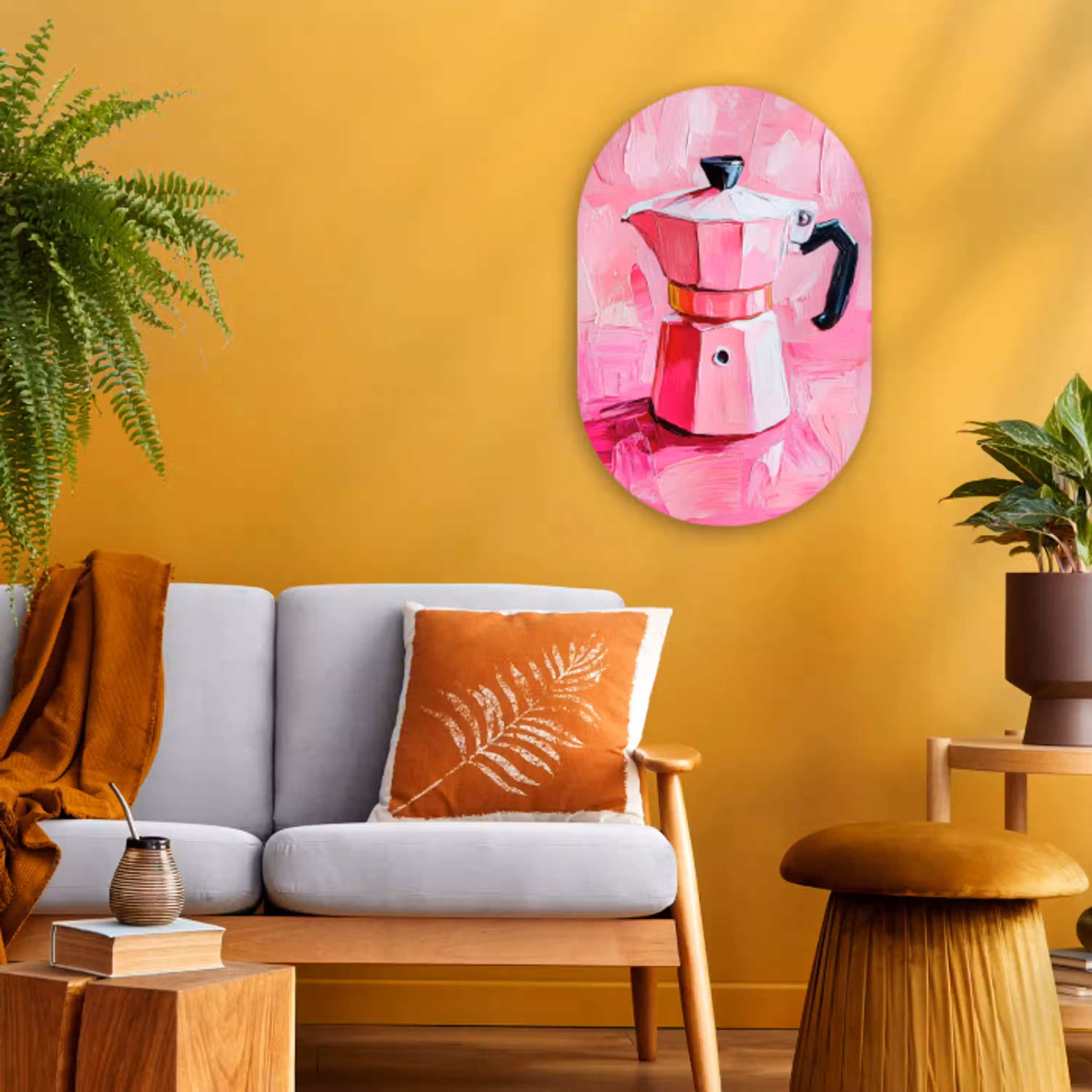 Roze - Verf - Coffee Wandcirkel Ovaal Forex klein -sfeer4