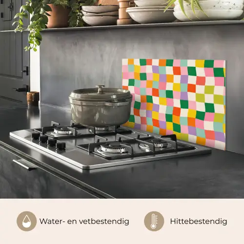Vierkanten - Kleurrijk - Golvend keuken achterwand spatscherm klein -usp_NL