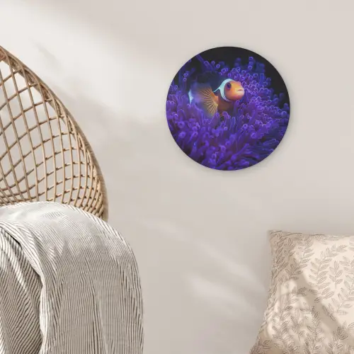 Koraal - Vis - Oranje - Zee Akoestische PET Vilt - Rond klein -sfeer4