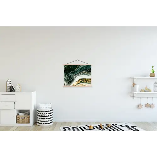 Marmerlook - Goud - Groen - Glitter - Design - Marmer textielposter latten blank klein -kinderkamer