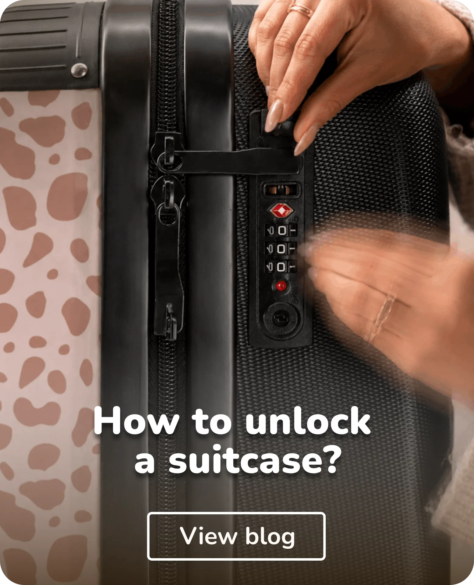 person unlocking suitcase