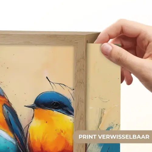 Vogels - Kleurrijk - Tak - Abstract Light Box met batterij (Wandlamp) middel -USP_websiteprintNL